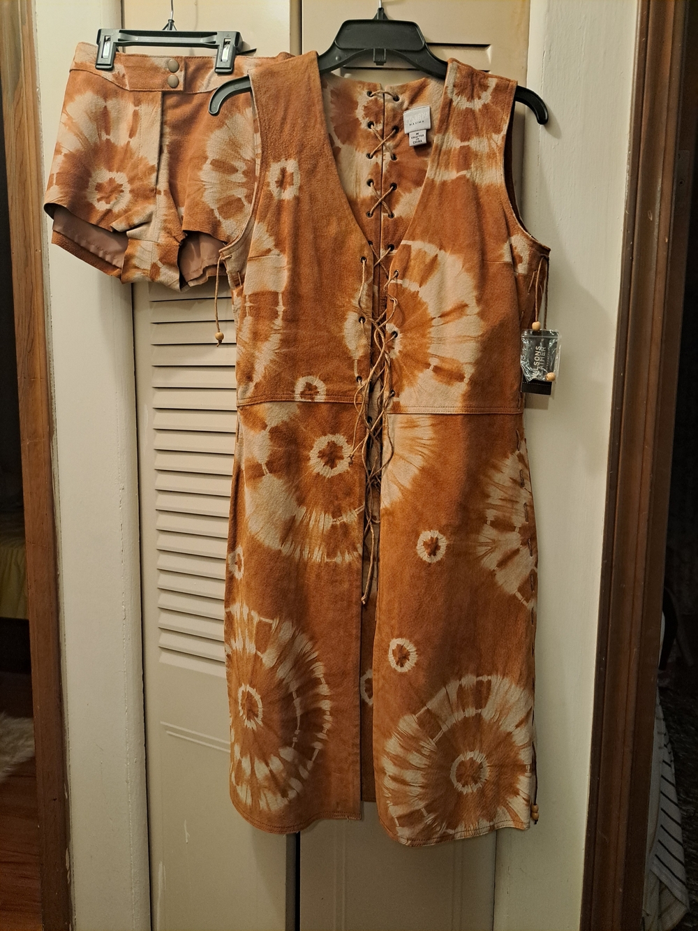 Wilsons Leather Maxima Tie Dye Suede Vest and Shorts